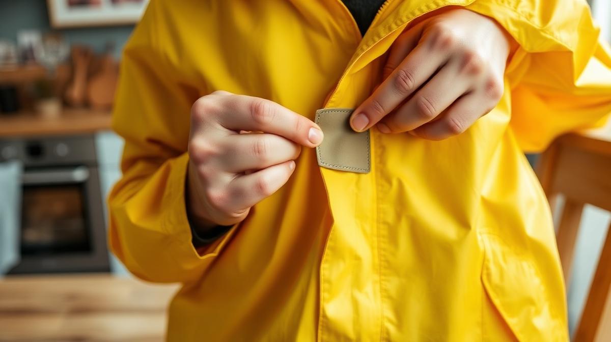 Regenjacke reparieren – selbstklebender Flicken auf wasserdichter Regenjacke
